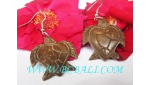 King Turtle Wood Coco Earrings Carved